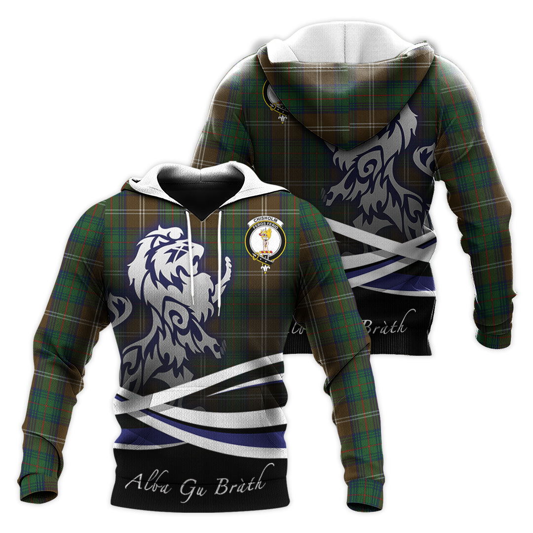 Printivon Chisholm Hunting Tartan Scottish Lion Hoodie