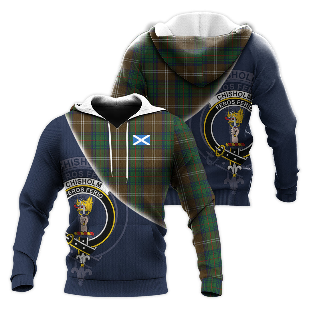 Printivon Chisholm Hunting Tartan Scottish Crest Hoodie