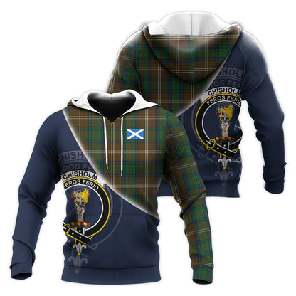 Printivon Chisholm Hunting Tartan Scottish Crest Hoodie