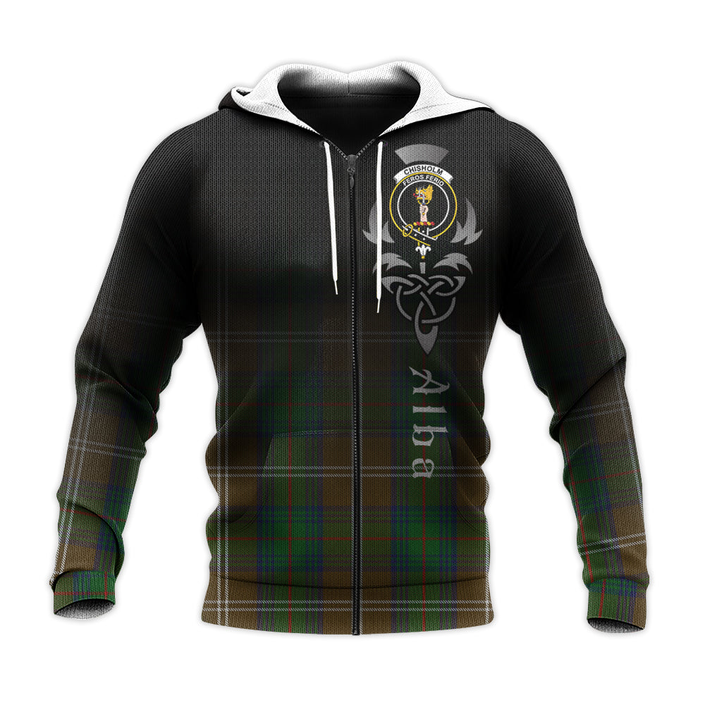 Printivon Chisholm Hunting Tartan Crest Alba Celtic Hoodie