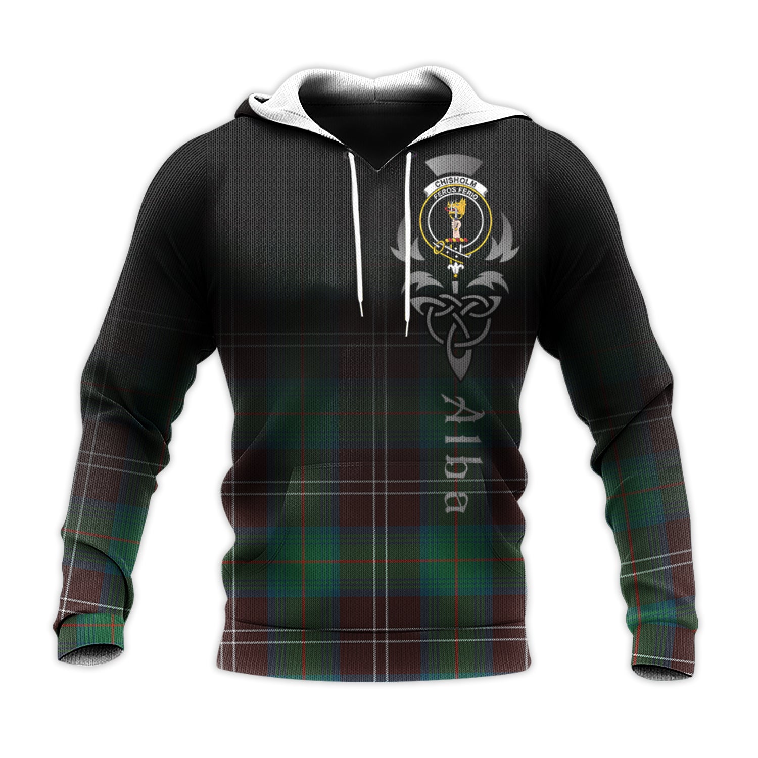 Printivon Chisholm Hunting Ancient Tartan Crest Alba Celtic Hoodie