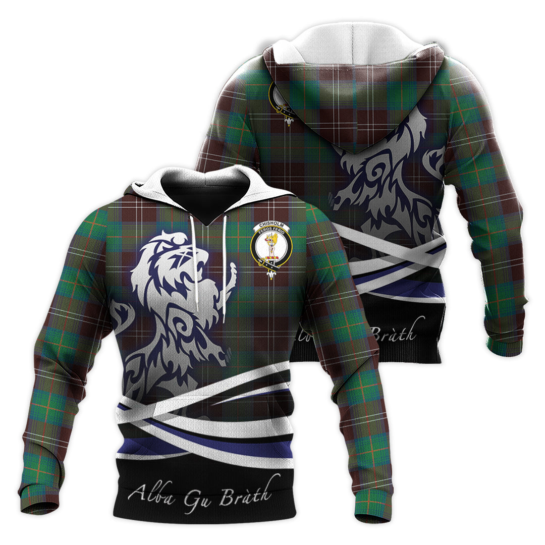 Printivon Chisholm Hunting Ancient Tartan Scottish Lion Hoodie