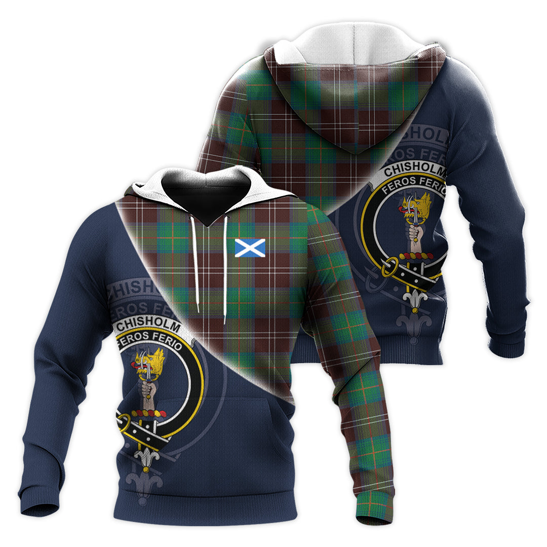 Printivon Chisholm Hunting Ancient Tartan Scottish Crest Hoodie