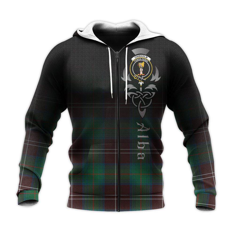 Printivon Chisholm Hunting Ancient Tartan Crest Alba Celtic Hoodie