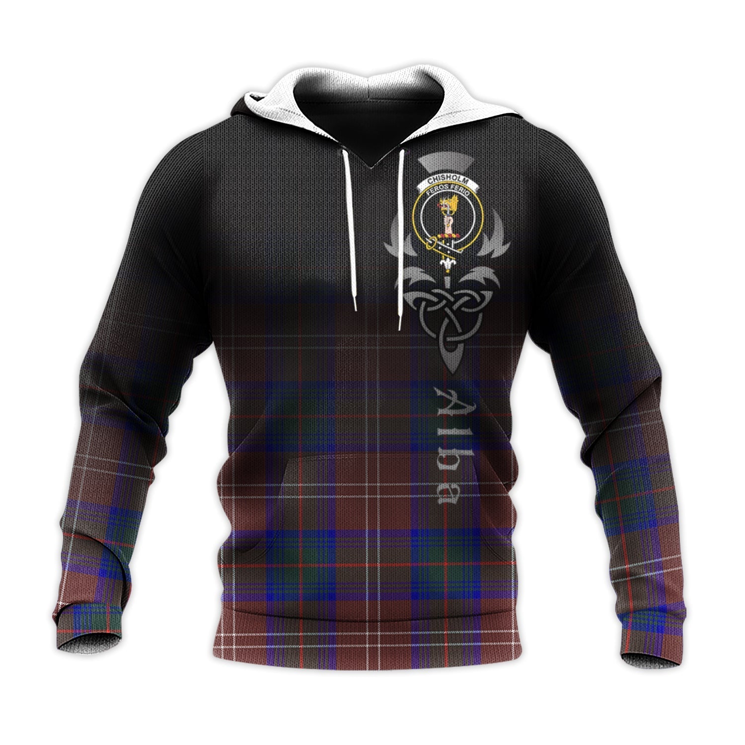 Printivon Chisholm Hunting Modern Tartan Crest Alba Celtic Hoodie