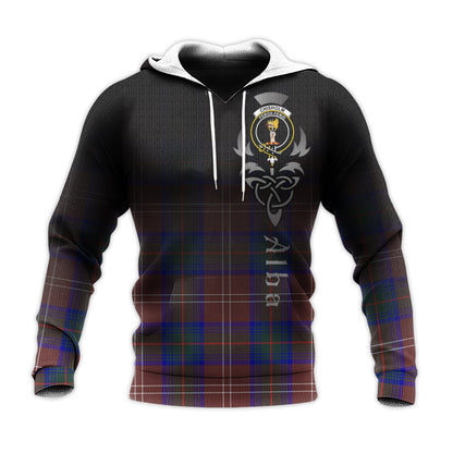 Printivon Chisholm Hunting Modern Tartan Crest Alba Celtic Hoodie