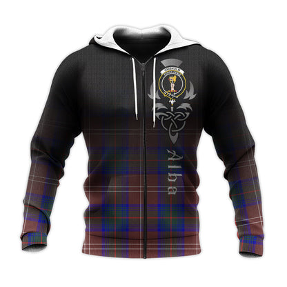 Printivon Chisholm Hunting Modern Tartan Crest Alba Celtic Hoodie