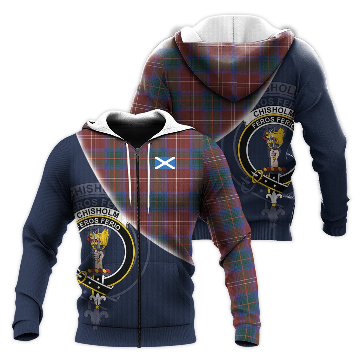 Printivon Chisholm Hunting Modern Tartan Scottish Crest Hoodie