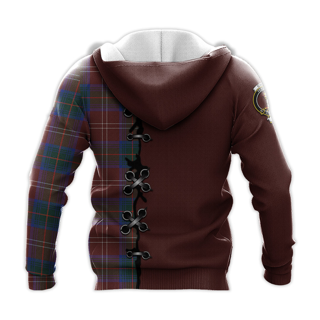 Printivon Chisholm Hunting Modern Tartan Hoodie Lion Rampant And Celtic Thistle Style