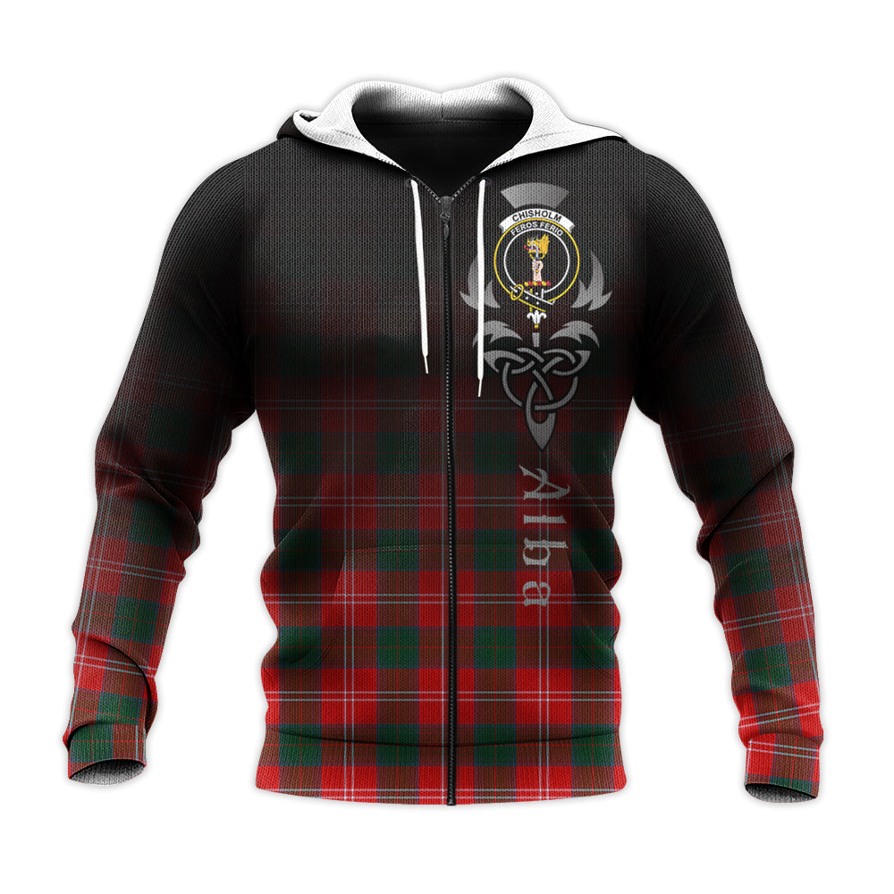 Printivon Chisholm Modern Tartan Crest Alba Celtic Hoodie