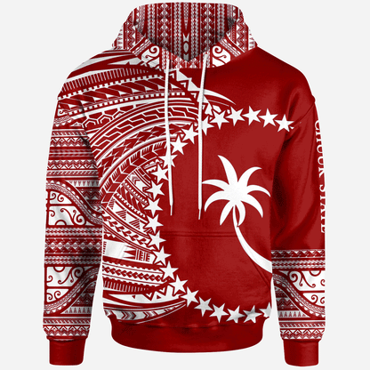 Chuuk Hoodie Micronesia White Red Patterns With Coat Of Arms