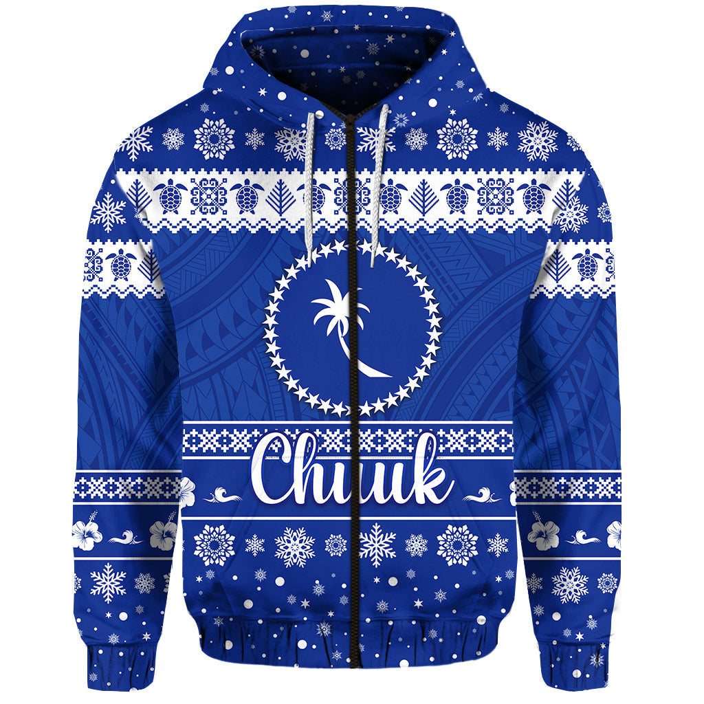( Personalised) FSM Chuuk Christmas Zip Hoodie Simple Style
