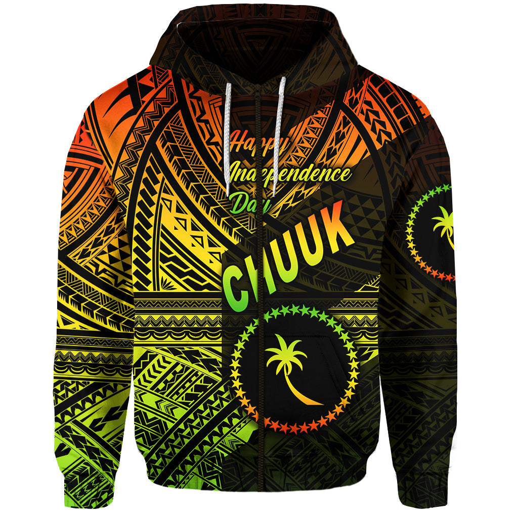 ( Personalised) FSM Chuuk Zip Hoodie Happy Independence Day Original Vibes Reggae