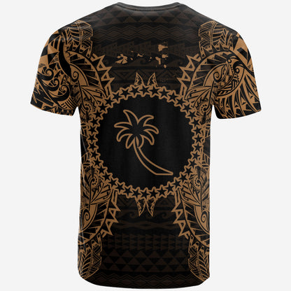 Chuuk All T Shirt Chuuk FLag Map Polynesian Tattoo Gold