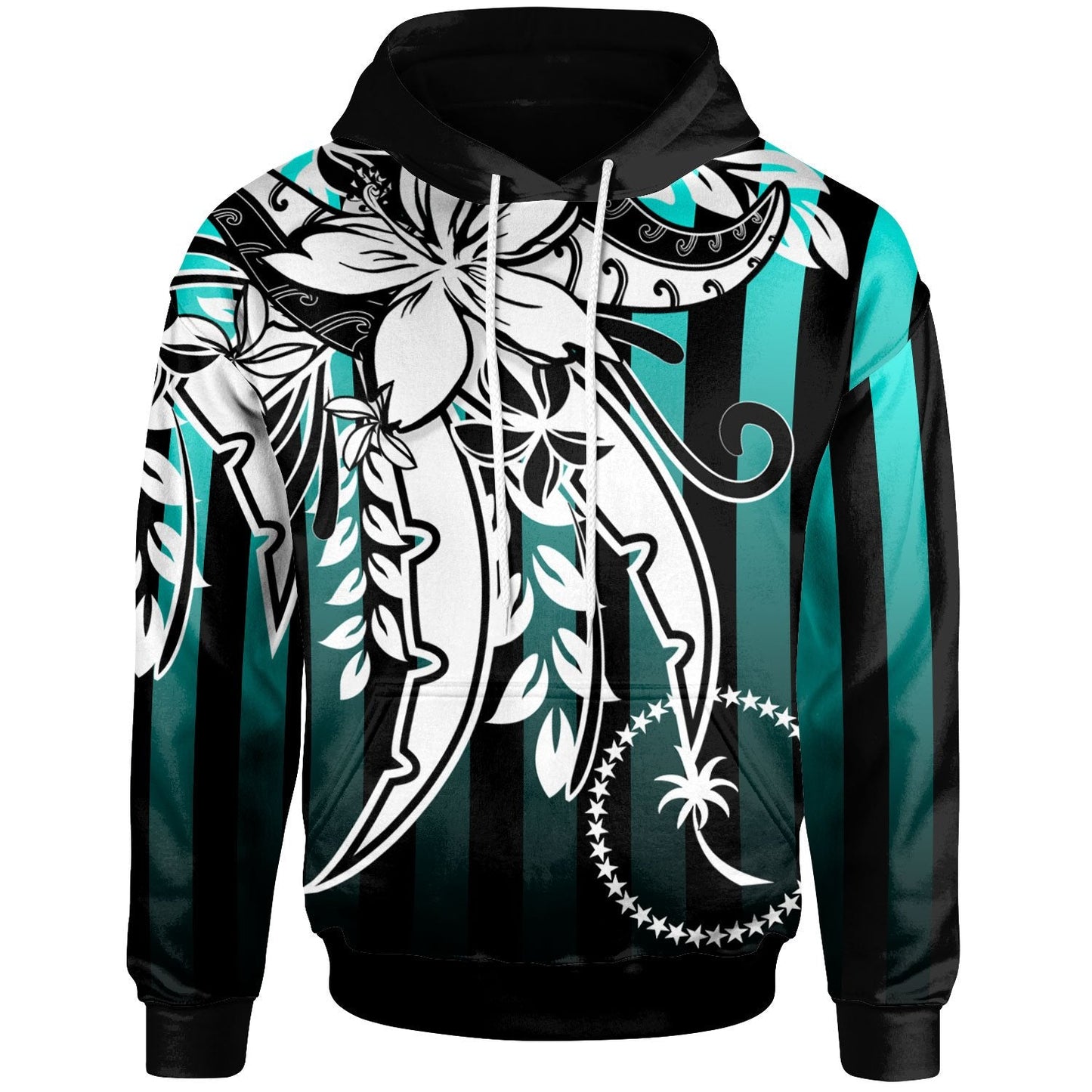 Chuuk Hoodie Cyan Vertical Stripes Style