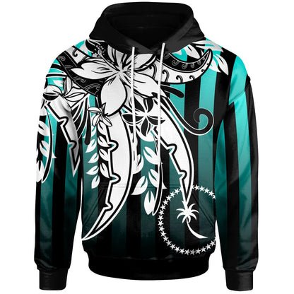 Chuuk Hoodie Cyan Vertical Stripes Style