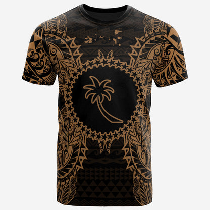 Chuuk All T Shirt Chuuk FLag Map Polynesian Tattoo Gold