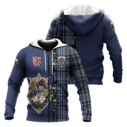 Printivon Clark Tartan Hoodie Lion Rampant And Celtic Thistle Style