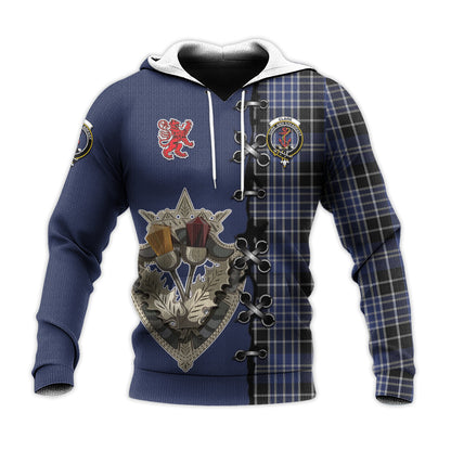 Printivon Clark Tartan Hoodie Lion Rampant And Celtic Thistle Style