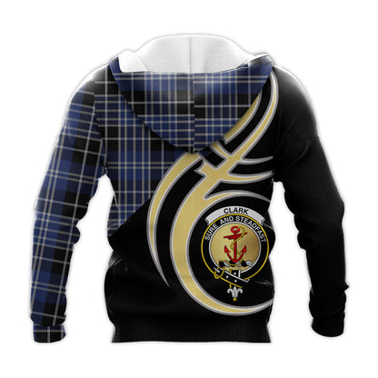 Printivon Clark Clan Believe In Me Crest Tartan Knitted Hoodie Custom Your Text