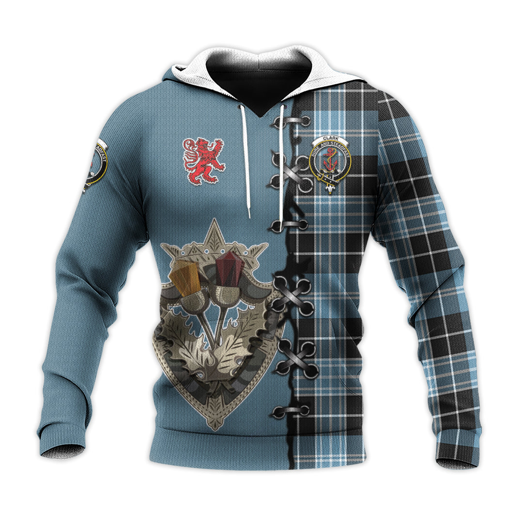 Printivon Clark Ancient Tartan Hoodie Lion Rampant And Celtic Thistle Style