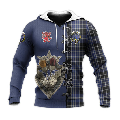Printivon Clark Lion Tartan Hoodie Lion Rampant And Celtic Thistle Style