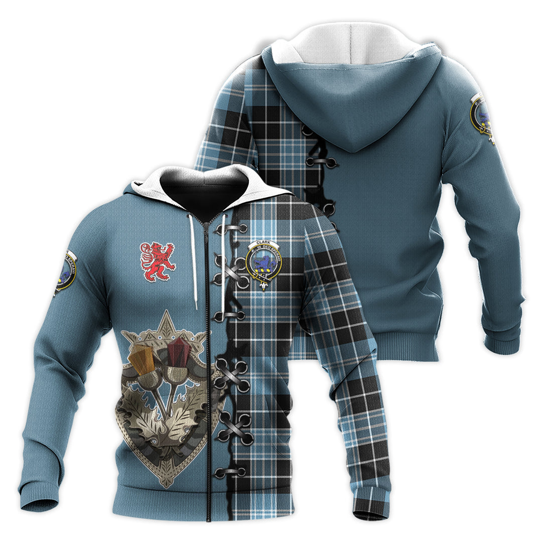 Printivon Clark Lion Ancient Tartan Hoodie Lion Rampant And Celtic Thistle Style