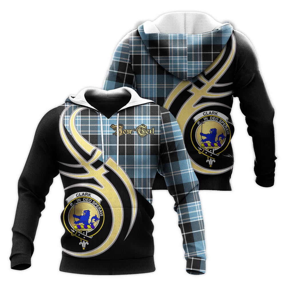 Printivon Clark Lion Ancient Clan Believe In Me Crest Tartan Knitted Hoodie Custom Your Text