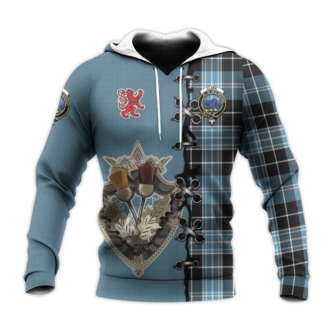 Printivon Clark Lion Ancient Tartan Hoodie Lion Rampant And Celtic Thistle Style