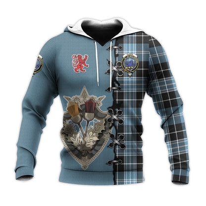 Printivon Clark Lion Ancient Tartan Hoodie Lion Rampant And Celtic Thistle Style