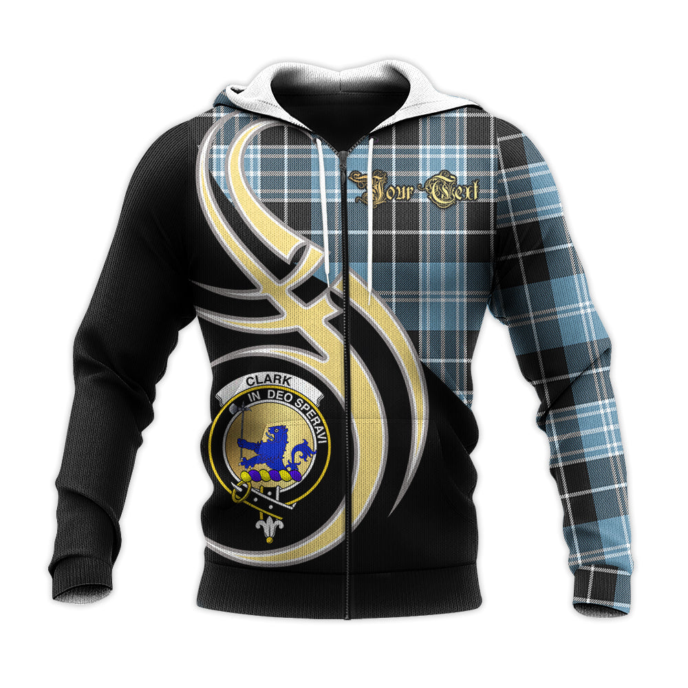 Printivon Clark Lion Ancient Clan Believe In Me Crest Tartan Knitted Hoodie Custom Your Text