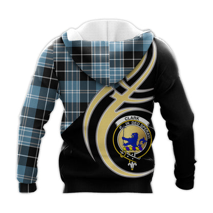 Printivon Clark Lion Ancient Clan Believe In Me Crest Tartan Knitted Hoodie Custom Your Text