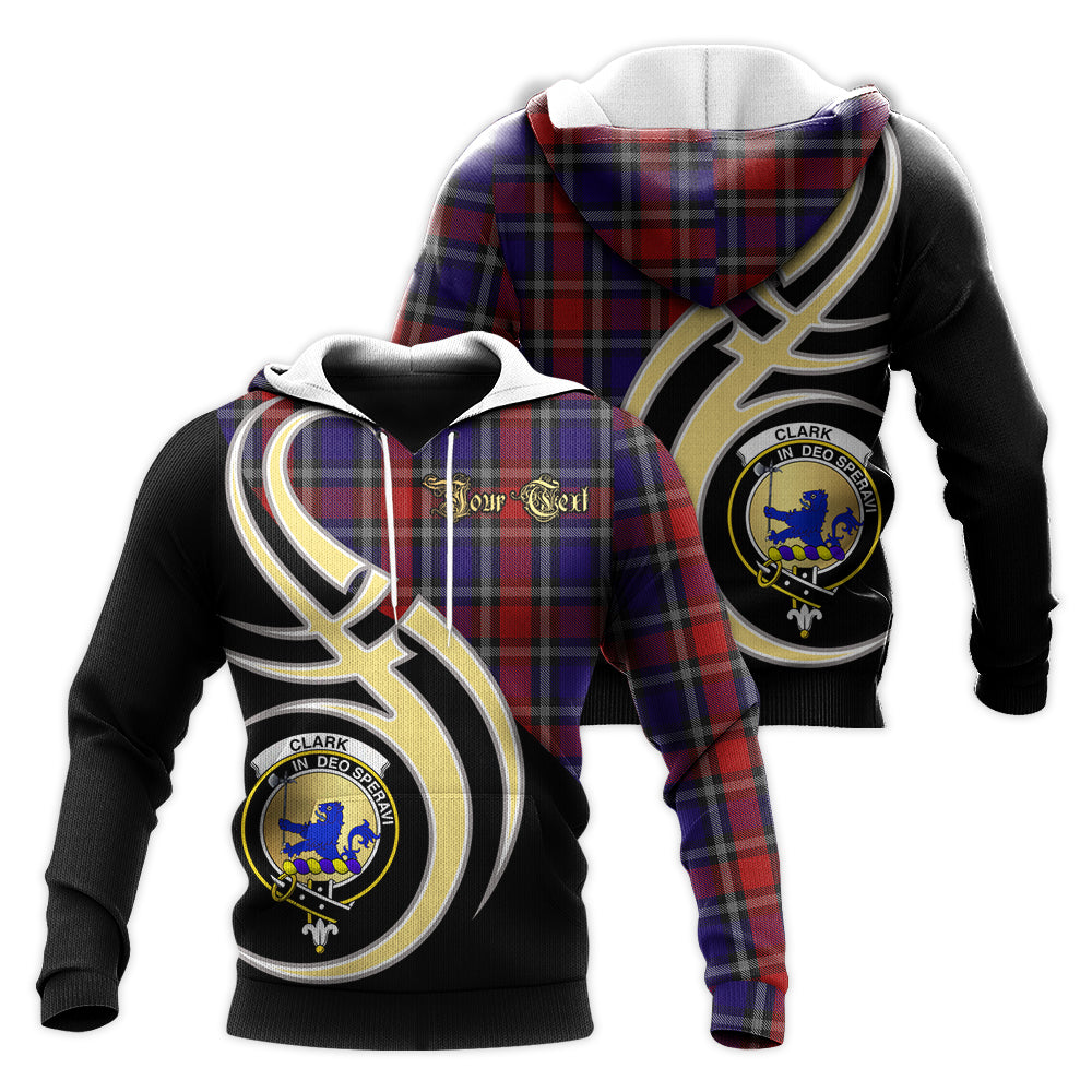 Printivon Clark Lion Red Clan Believe In Me Crest Tartan Knitted Hoodie Custom Your Text