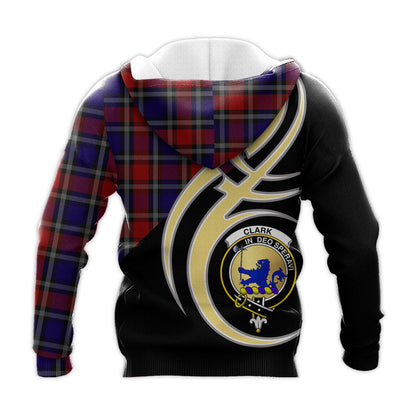 Printivon Clark Lion Red Clan Believe In Me Crest Tartan Knitted Hoodie Custom Your Text