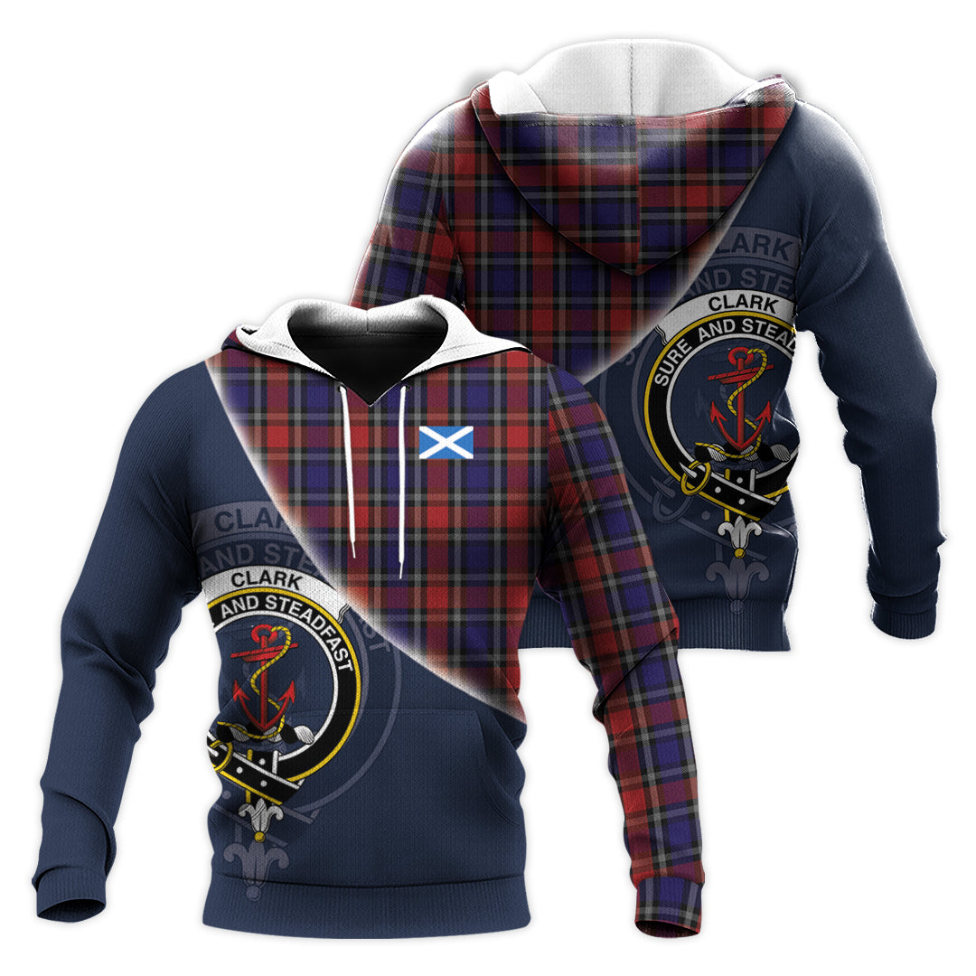 Printivon Clark Red Tartan Scottish Crest Hoodie