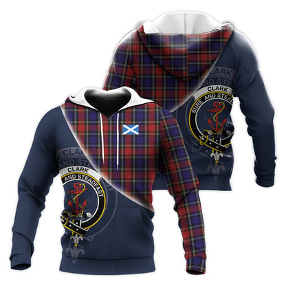 Printivon Clark Red Tartan Scottish Crest Hoodie