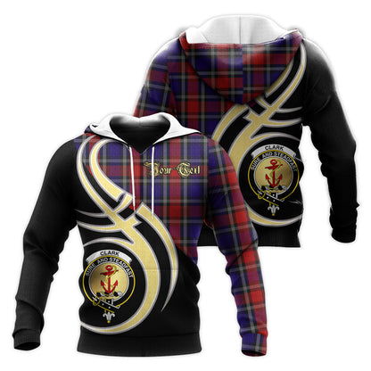Printivon Clark Red Clan Believe In Me Crest Tartan Knitted Hoodie Custom Your Text