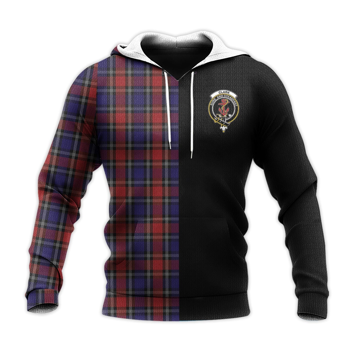 Printivon Clark Red Tartan Personalize Half Hoodie