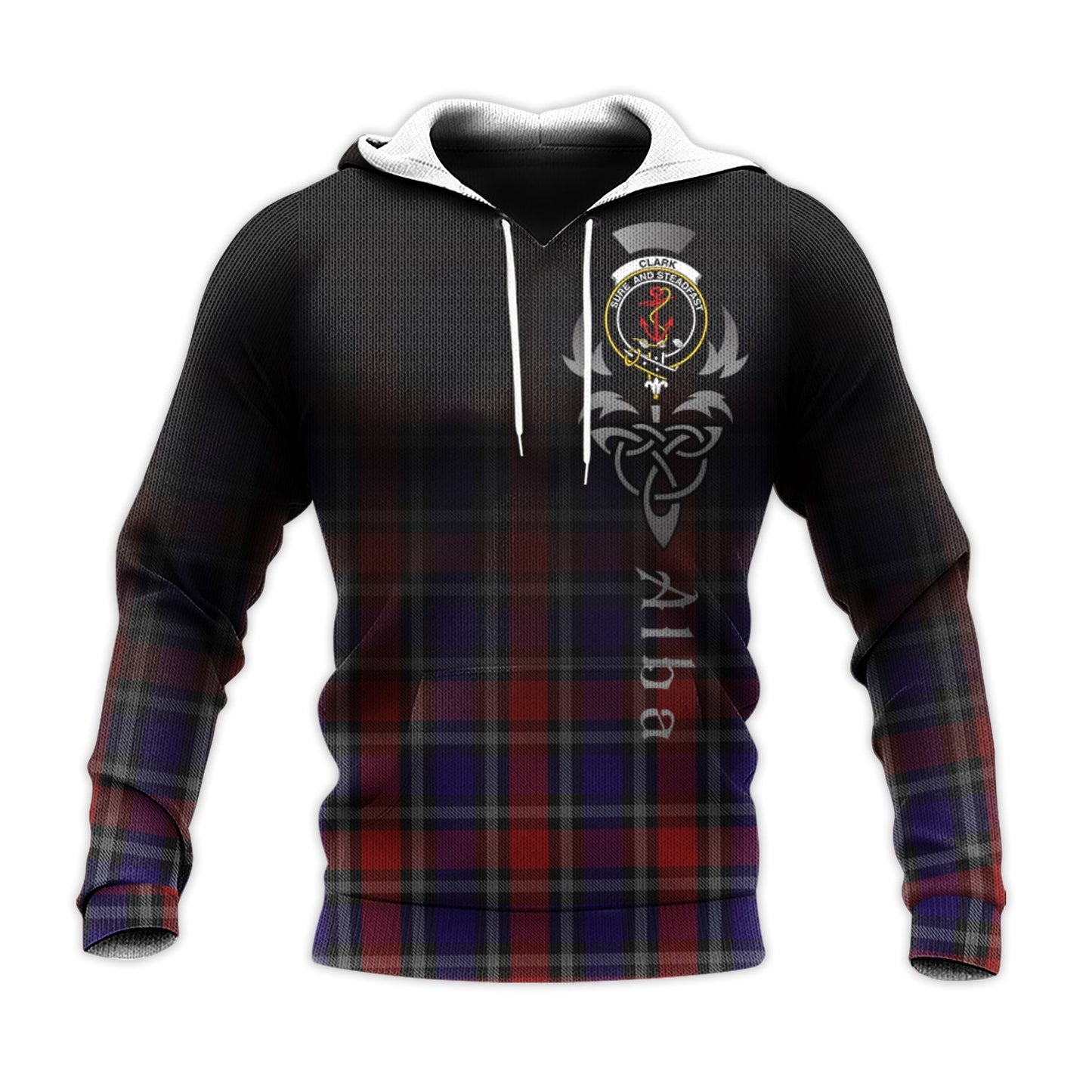 Printivon Clark Red Tartan Crest Alba Celtic Hoodie