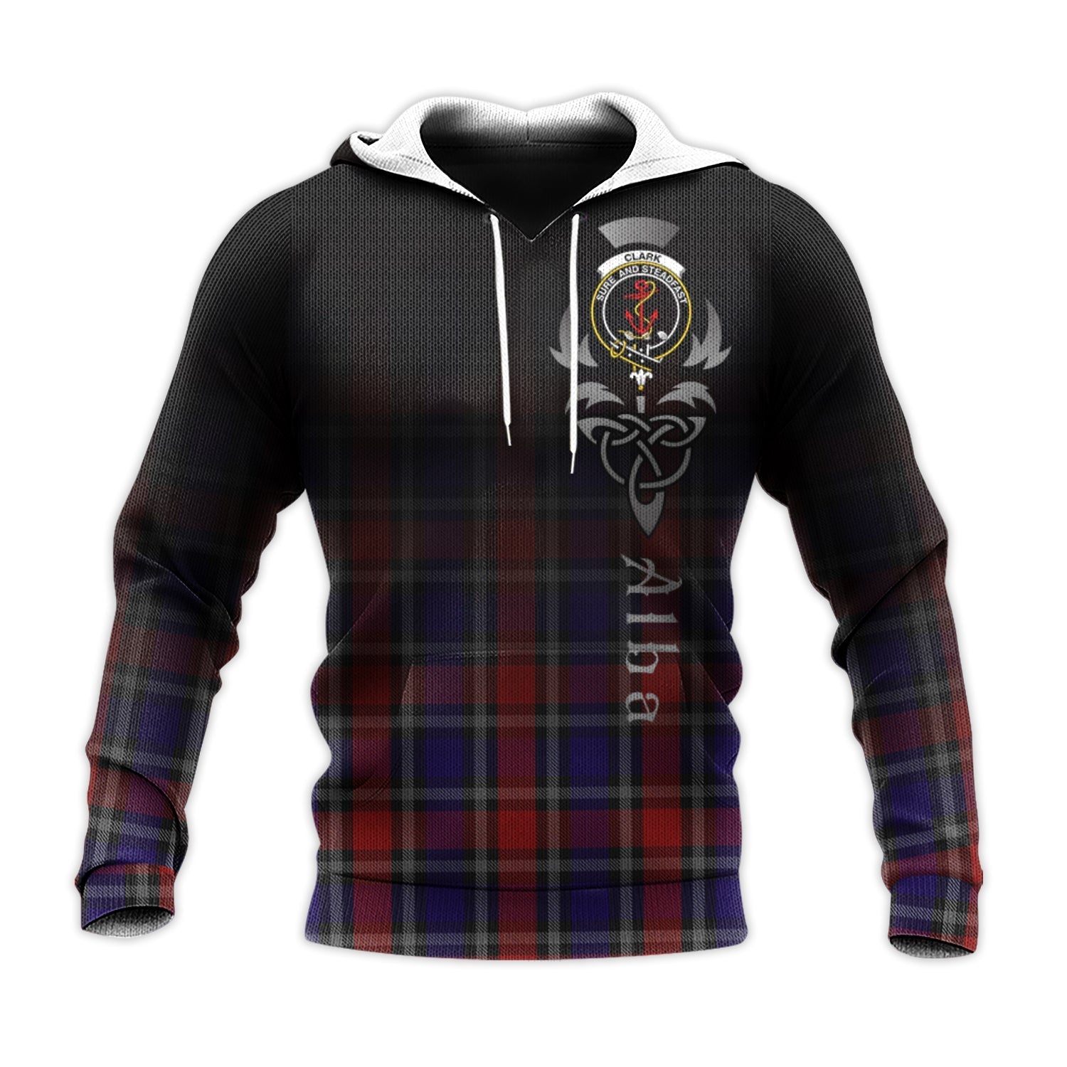 Printivon Clark Red Tartan Crest Alba Celtic Hoodie