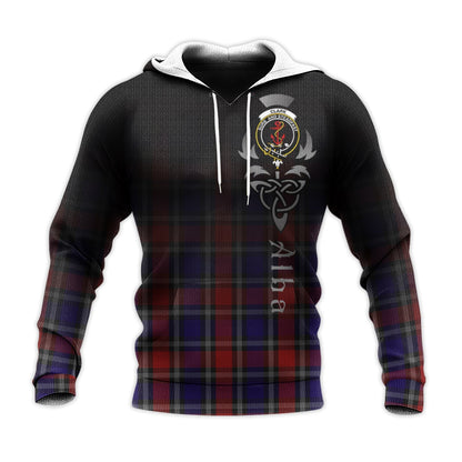 Printivon Clark Red Tartan Crest Alba Celtic Hoodie