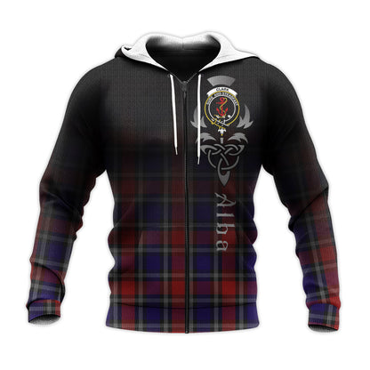 Printivon Clark Red Tartan Crest Alba Celtic Hoodie