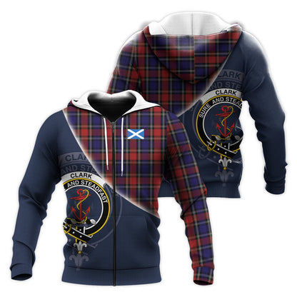 Printivon Clark Red Tartan Scottish Crest Hoodie