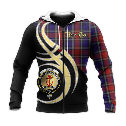 Printivon Clark Red Clan Believe In Me Crest Tartan Knitted Hoodie Custom Your Text