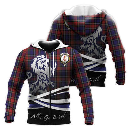 Printivon Clark Red Tartan Scottish Lion Hoodie
