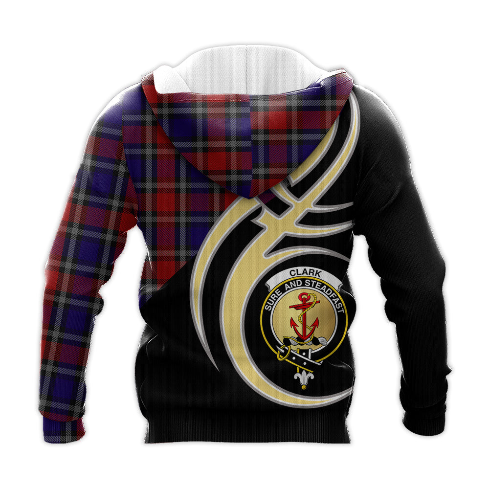 Printivon Clark Red Clan Believe In Me Crest Tartan Knitted Hoodie Custom Your Text