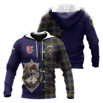 Printivon Clelland Modern Tartan Hoodie Lion Rampant And Celtic Thistle Style