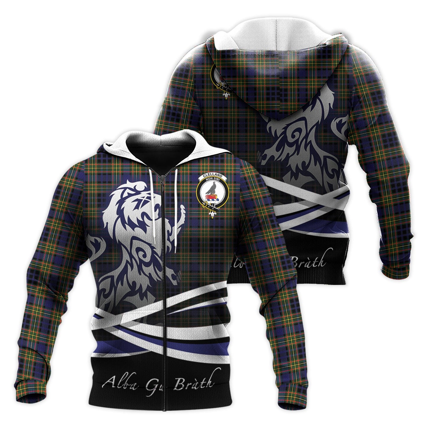 Printivon Clelland Modern Tartan Scottish Lion Hoodie