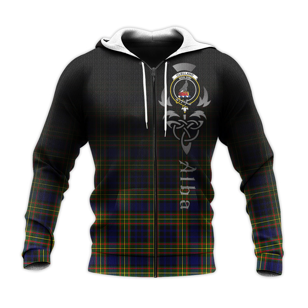 Printivon Clelland Modern Tartan Crest Alba Celtic Hoodie