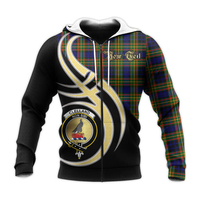 Printivon Clelland Modern Clan Believe In Me Crest Tartan Knitted Hoodie Custom Your Text